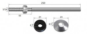 Haste Telha + Porca + Arruelas 5/16 x 250 R55 Alumnio- 10 peas
